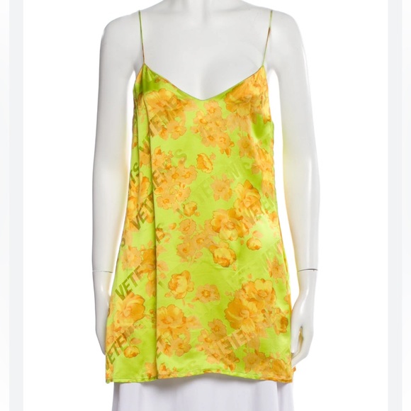 Vetements Dresses & Skirts - VETEMENTS Yellow Acid‎ Flower Slip Shirt
